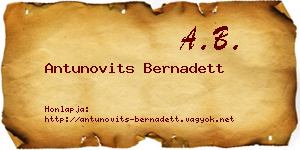 Antunovits Bernadett névjegykártya