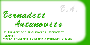 bernadett antunovits business card